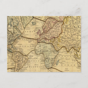 Postal Mapa mundial de la proyección de los mercenarios