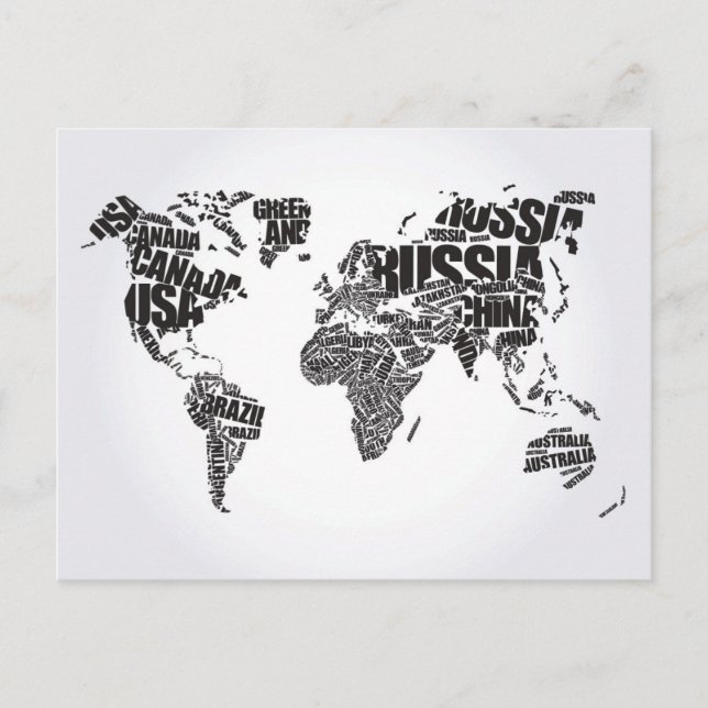 Postal Mapa mundial de la tipografía (Anverso)