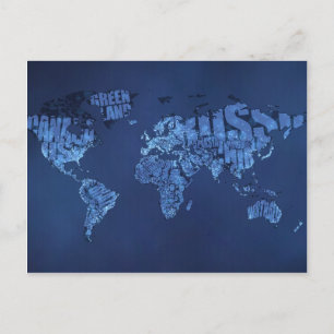 Postal Mapa Mundial de la Tipografía (Noche)