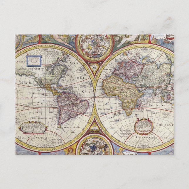 Postal Mapa Mundial de la Viña de 1626 (Anverso)