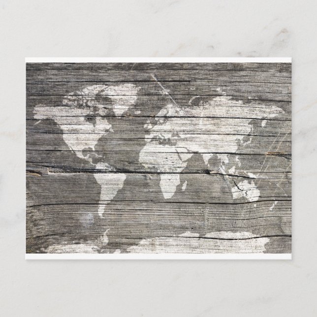 Postal mapa mundial de madera 8 (Anverso)