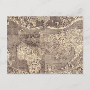 Postal Mapa mundial de Martin Waldseemuller de 1507