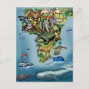 Postal Mapa mundial de Oceanía África