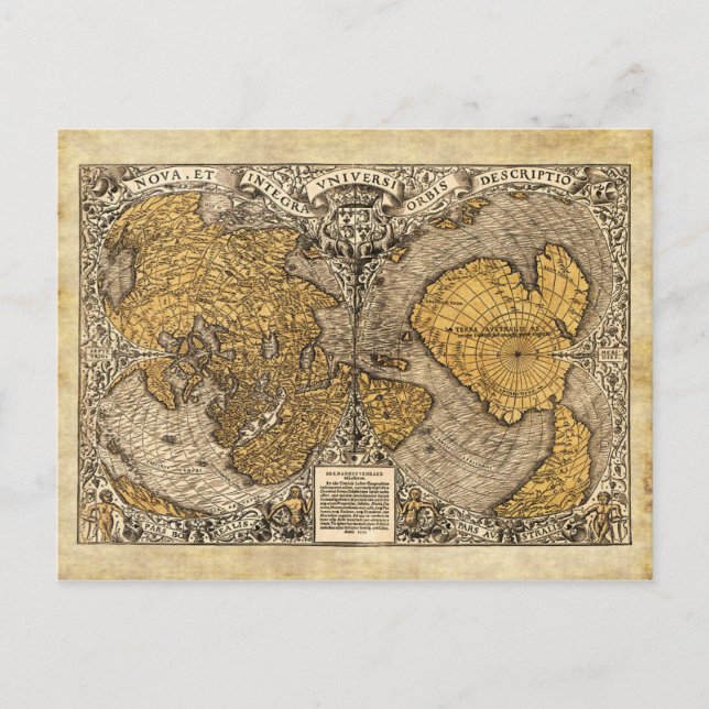 Postal Mapa mundial de Orontius Finaeus, 1531 (Anverso)