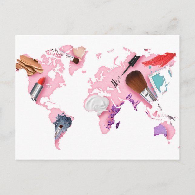Postal Mapa mundial de Pastel Comestics (Anverso)