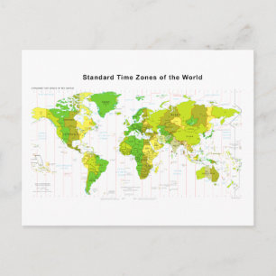 Postal Mapa Mundial de Zonas Horarias Estándar 2013