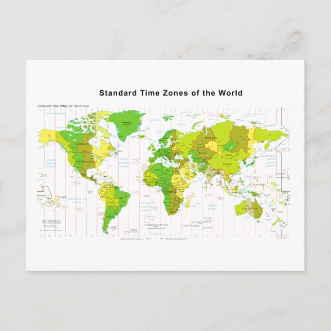 Postal Mapa Mundial de Zonas Horarias Estándar 2013 (Anverso)