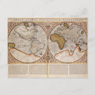 Postal Mapa Mundial del Hemisferio Doble, 1587