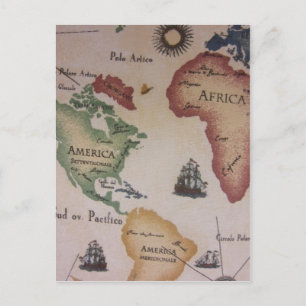 Postal Mapa Mundial del Océano Atlántico