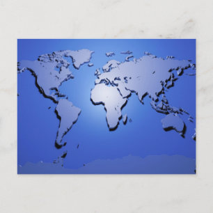 Postal Mapa mundial en azul