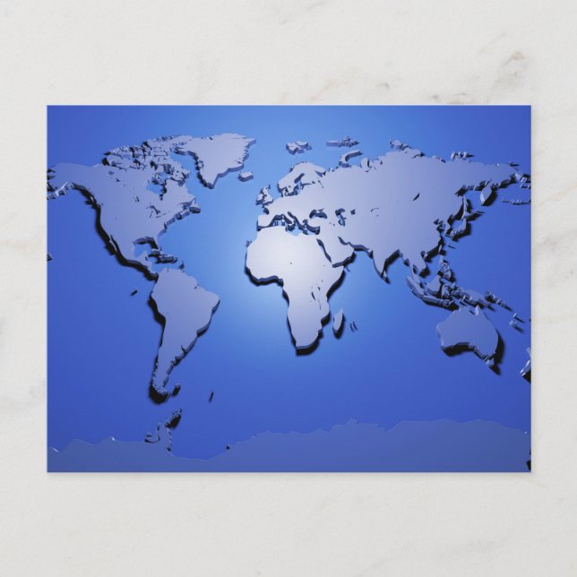 Postal Mapa mundial en azul (Anverso)