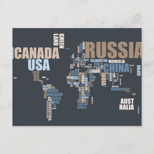 Postal Mapa mundial en palabras