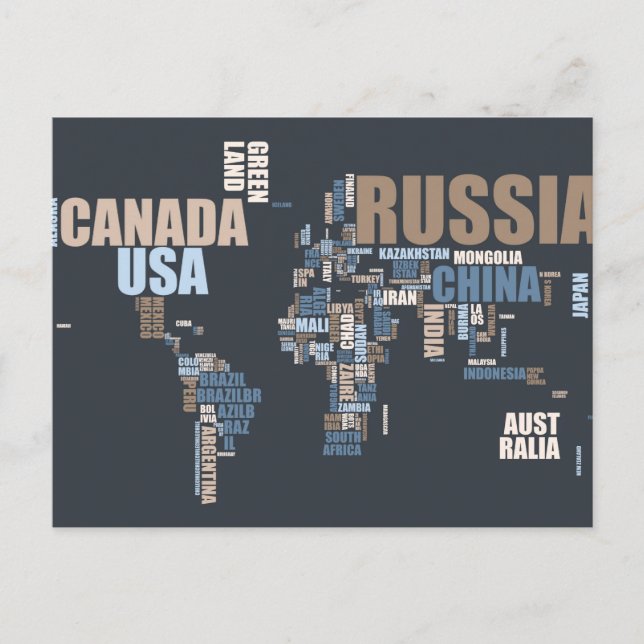 Postal Mapa mundial en palabras (Anverso)