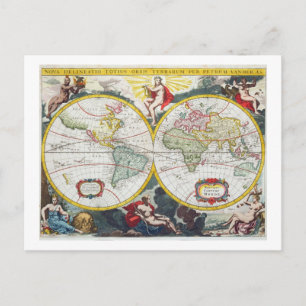 Postal Mapa Mundial, principios del siglo XVIII (grabado