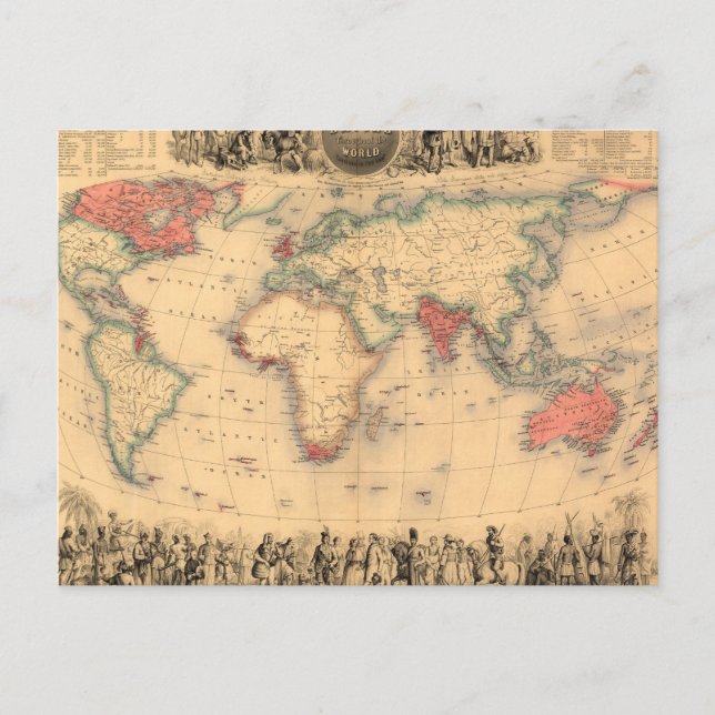 Postal Mapa mundial que muestra el Imperio Británico (Anverso)