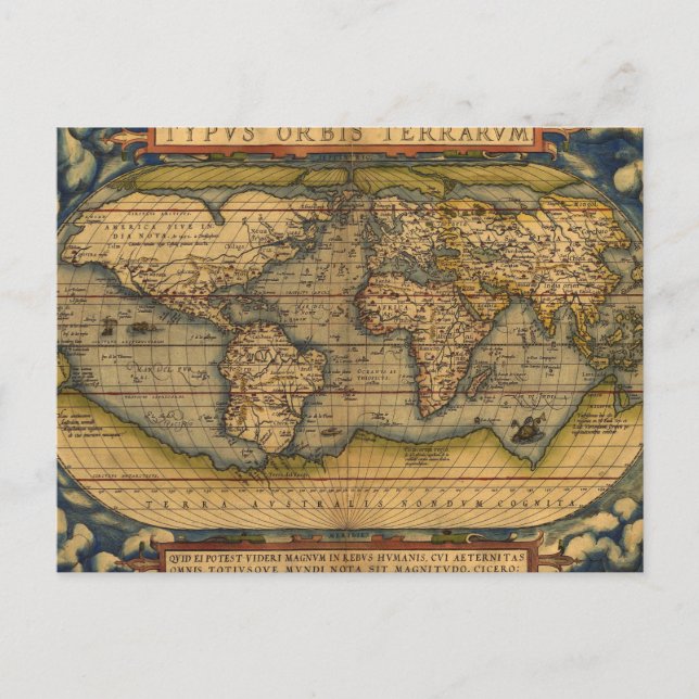 Postal Mapa Mundial Viaje Antiguo Ortelius Europa (Anverso)