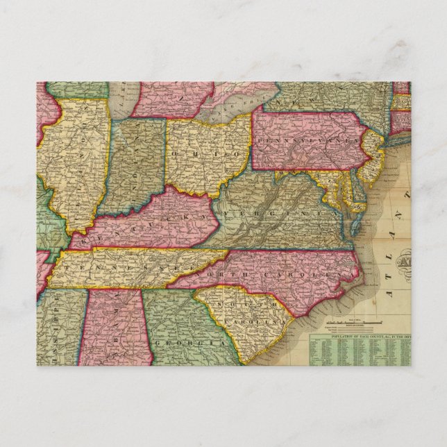 Postal Mapa nacional de la República Americana de Mitchel (Anverso)