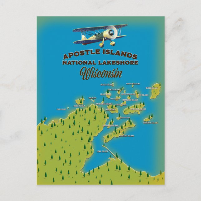 Postal Mapa nacional de las islas Apóstol Lakeshore (Anverso)