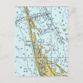 Postal Mapa náutico vintage de la isla Captiva