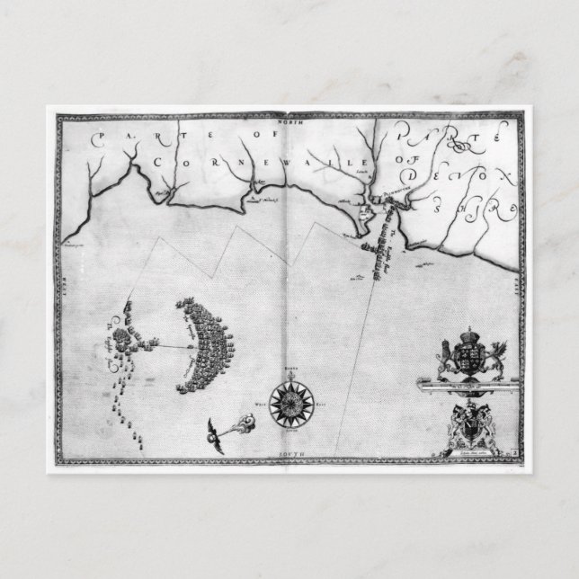 Postal Mapa No.2 Mostrando la ruta de la flota Armada (Anverso)