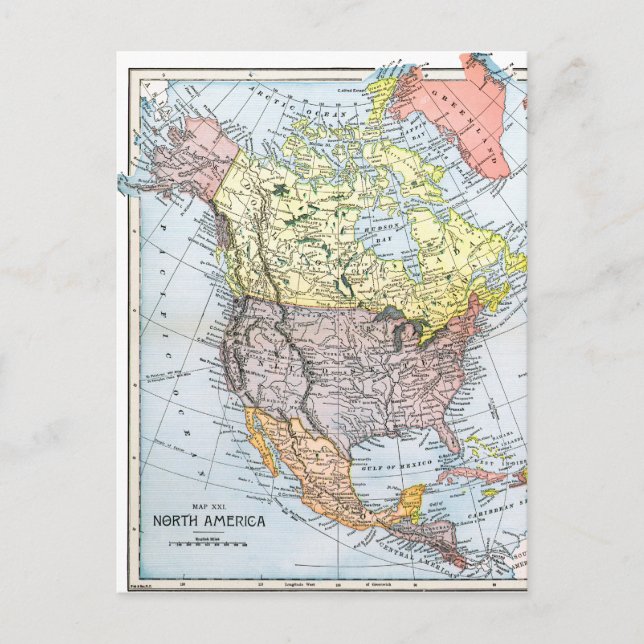 POSTAL MAPA: NORTEAMÉRICA, 1890 (Anverso)