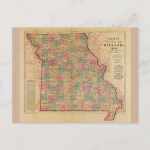 Postal Mapa oficial de Misuri de Lloyd (1861)