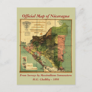 Postal Mapa Oficial de Nicaragua de 1898