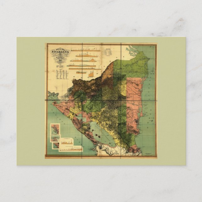 Postal Mapa Oficial de Nicaragua de 1898 (Anverso)