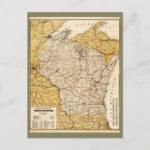 Postal Mapa oficial de Wisconsin (1900)