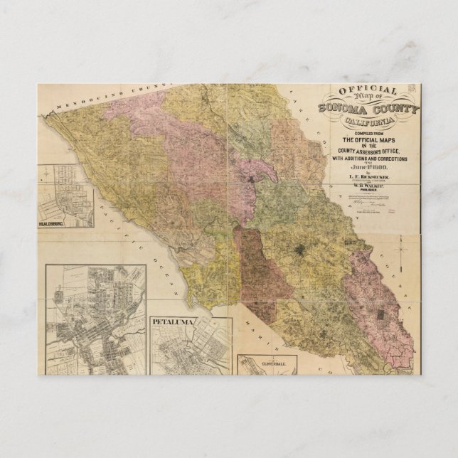 Postal Mapa oficial del condado de Sonoma, California (19 (Anverso)