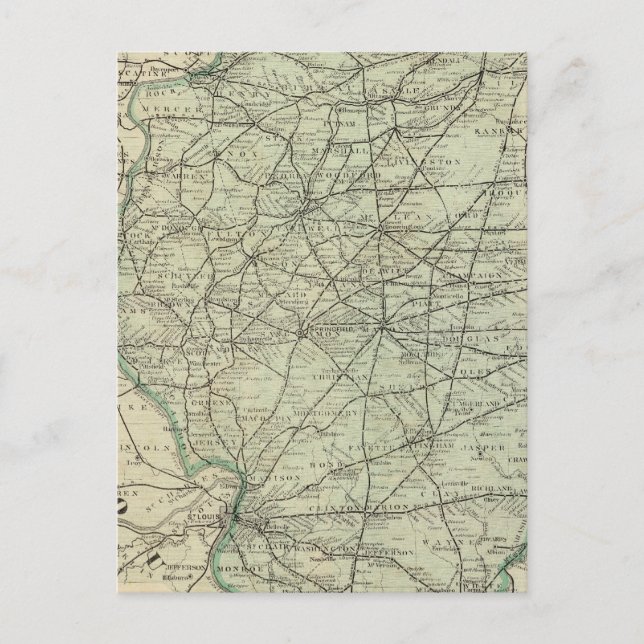Postal Mapa oficial del ferrocarril de Illinois (Anverso)