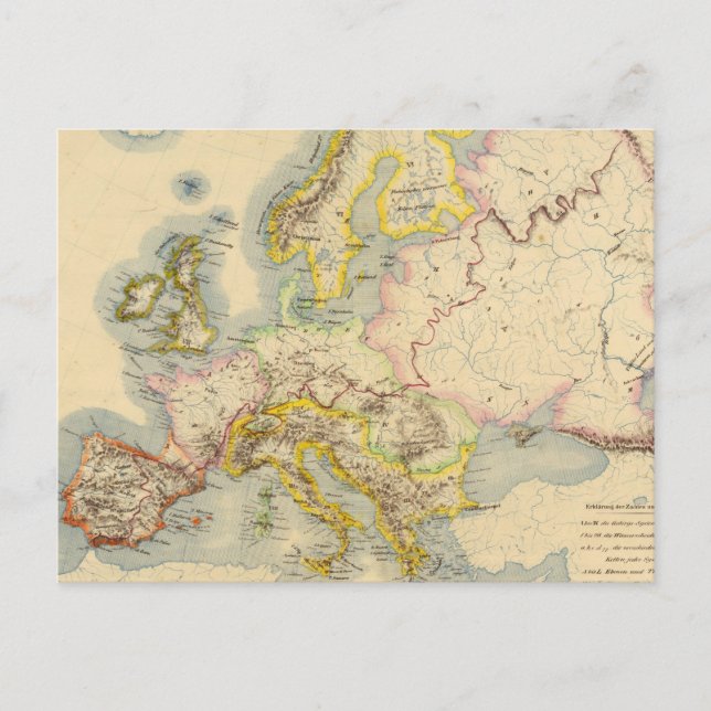 Postal Mapa orográfico de Europa (Anverso)