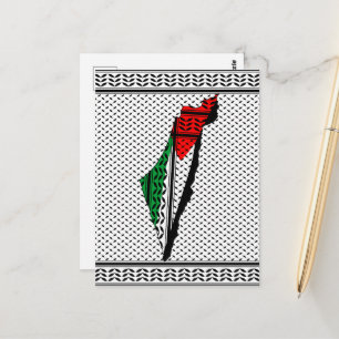 Postal Mapa palestino con bandera y patrón de Keffiyeg