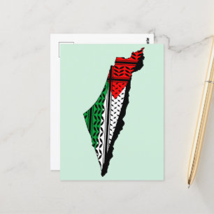 Postal Mapa palestino con bandera y patrón de Keffiyeg