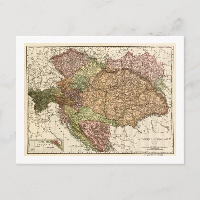Postal Mapa panorámico Austria-Hungría (Anverso)