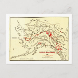 Postal Mapa Panorámico de Alaska