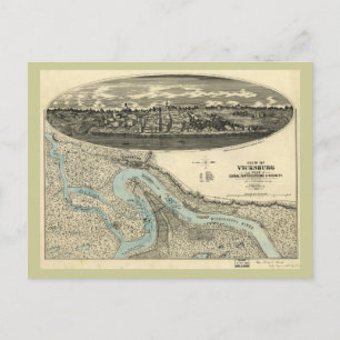 Postal Mapa Panorámico de Antigüedades de Vicksburg Missi