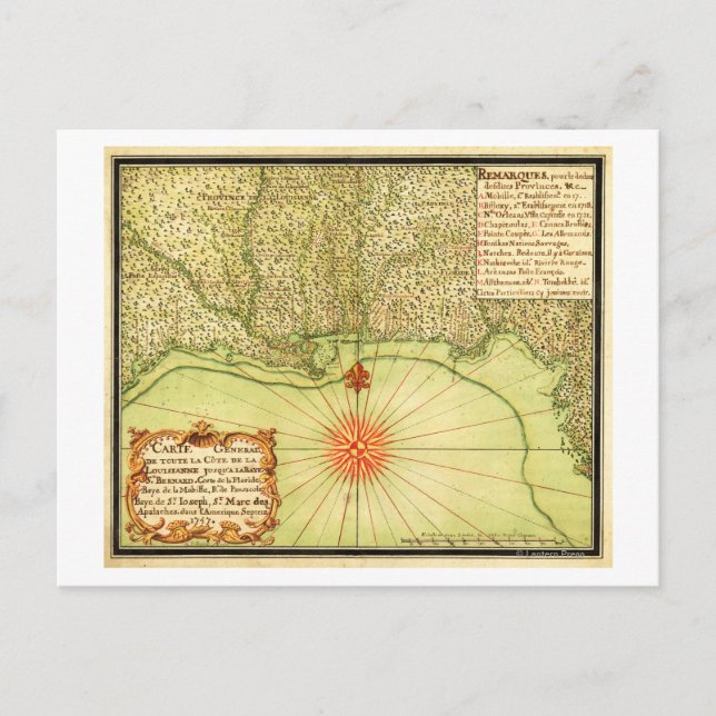 Postal Mapa Panorámico de la Costa del Golfo de Estados U