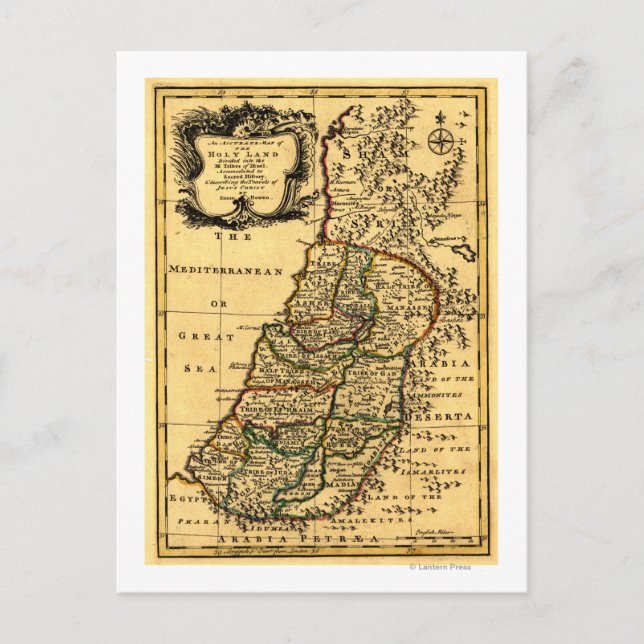 Postal Mapa panorámico de las tribus de Israel en Palesti (Anverso)