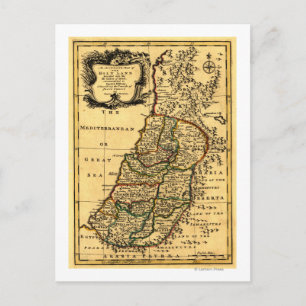 Postal Mapa panorámico de las tribus de Israel en Palesti