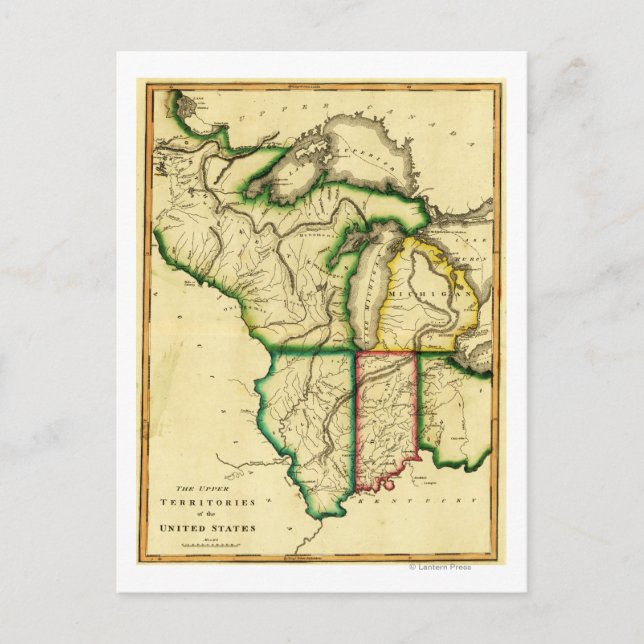 Postal Mapa Panorámico del Medio Oeste de Estados Unidos (Anverso)