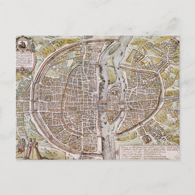 POSTAL MAPA PARÍS, 1581 (Anverso)