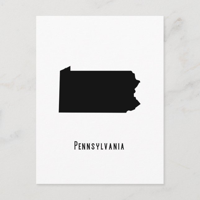 Postal Mapa Pennsylvania - Moderno blanco y negro (Anverso)