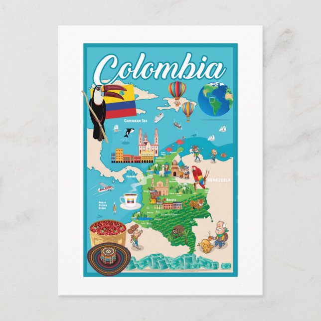 Postal Mapa personalizado de Colombia (Anverso)