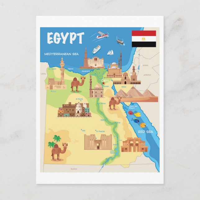 Postal Mapa Personalizado de Egipto (Anverso)