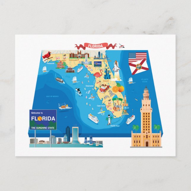 Postal Mapa personalizado de Florida (Anverso)