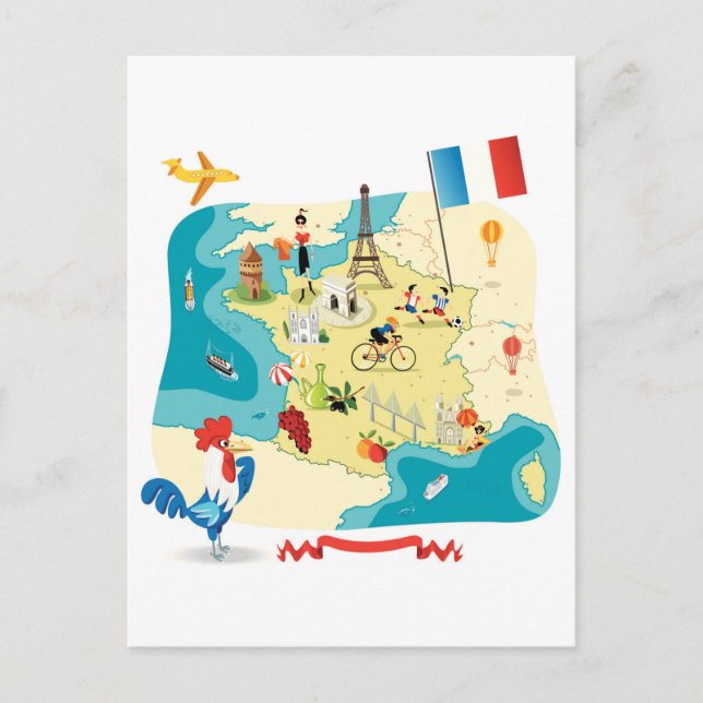 Postal Mapa personalizado de Francia (Anverso)