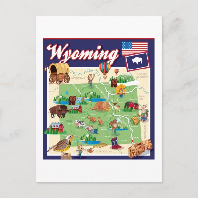 Postal Mapa personalizado de Wyoming (Anverso)