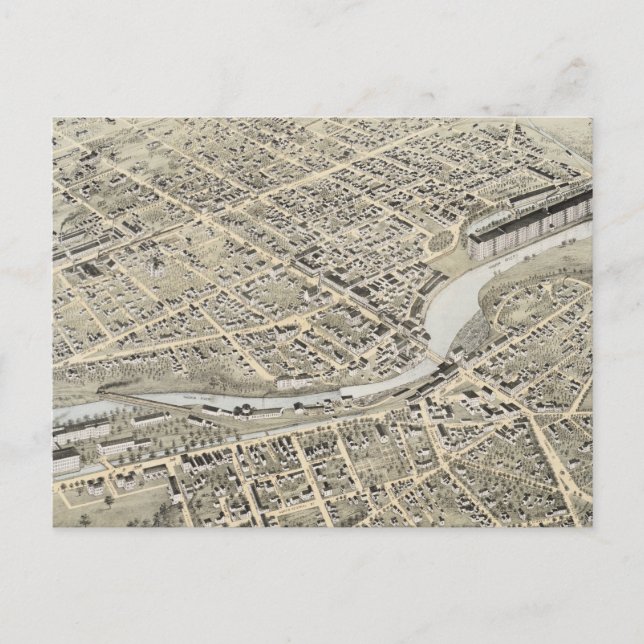 Postal Mapa pictórico antiguo de Nashua NH (1875) (Anverso)