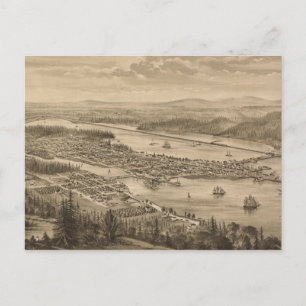 Postal Mapa pictórico de época de la Olympia Washington (